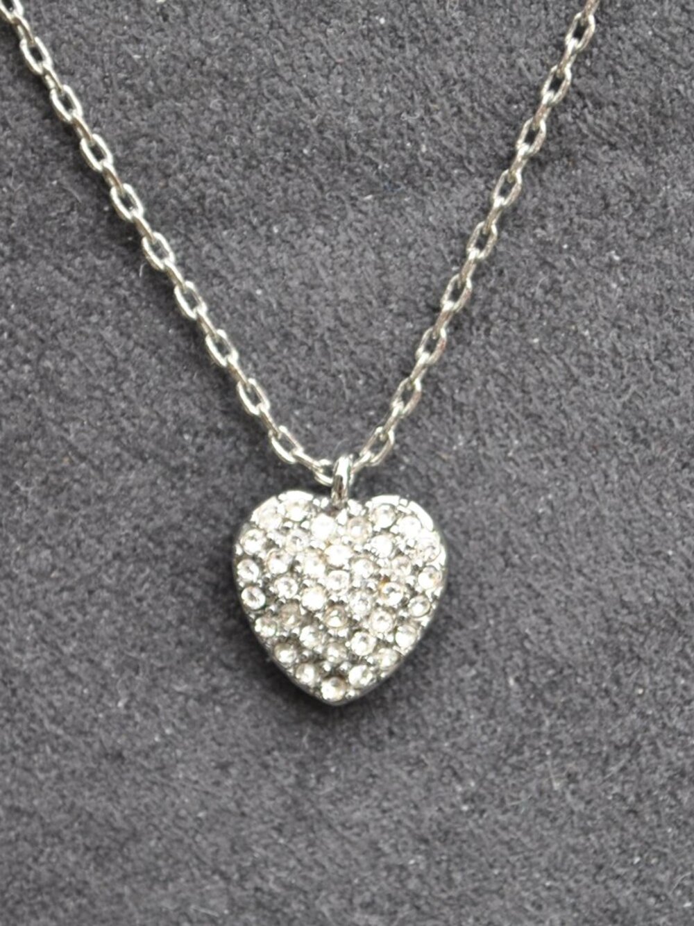 Fossil crystal pave heart necklace
